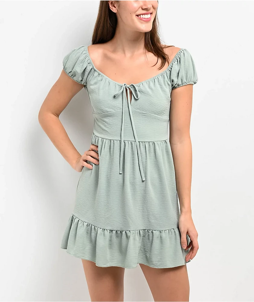 Spicychix Open Back Green Boho Mini Dress