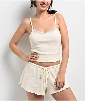 Spicychix Pointelle Cream Crop Tank Top