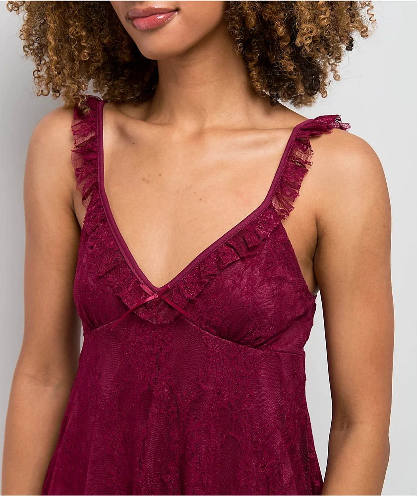 Spicychix Posie Burgundy Lace Dress