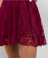 Spicychix Posie Burgundy Lace Dress