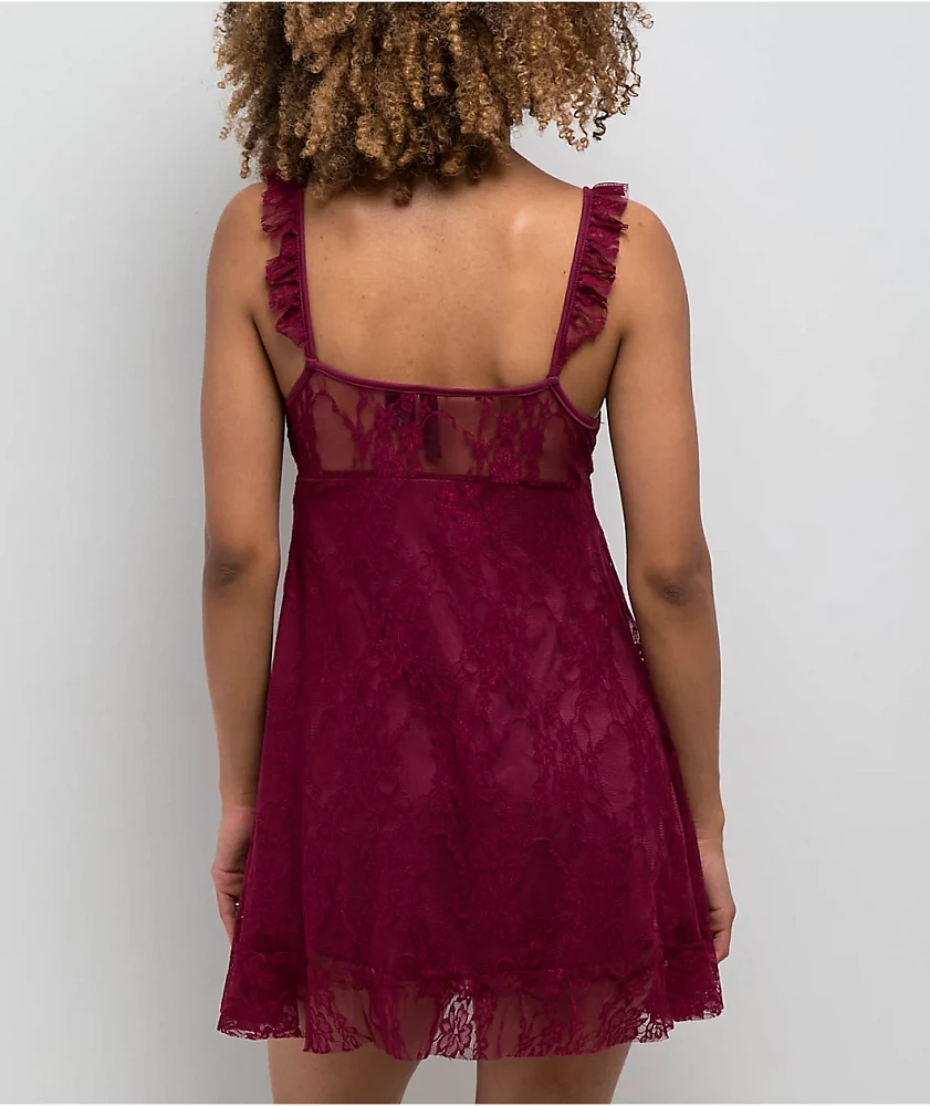 Spicychix Posie Burgundy Lace Dress