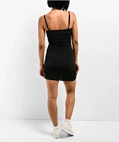 Spicychix Ruched Black Mini Dress