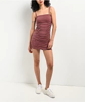 Spicychix Ruched Mauve Mini Dress