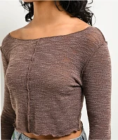 Spicychix Slub Brown Long Sleeve Top