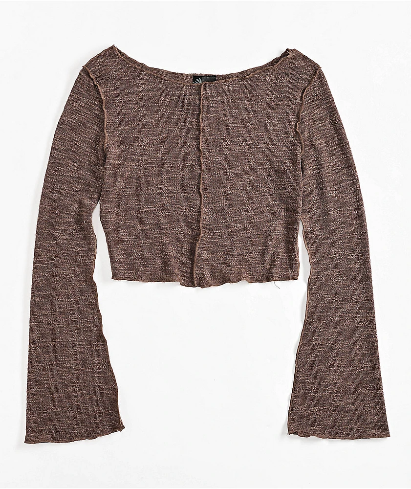 Spicychix Slub Brown Long Sleeve Top