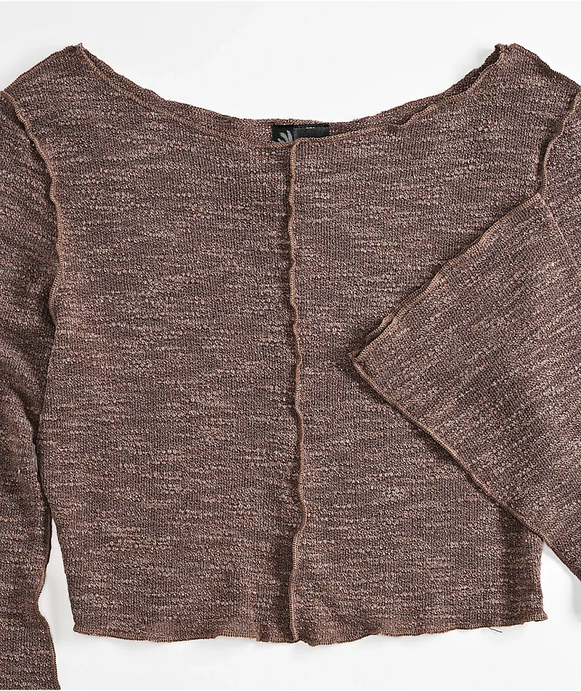 Spicychix Slub Brown Long Sleeve Top