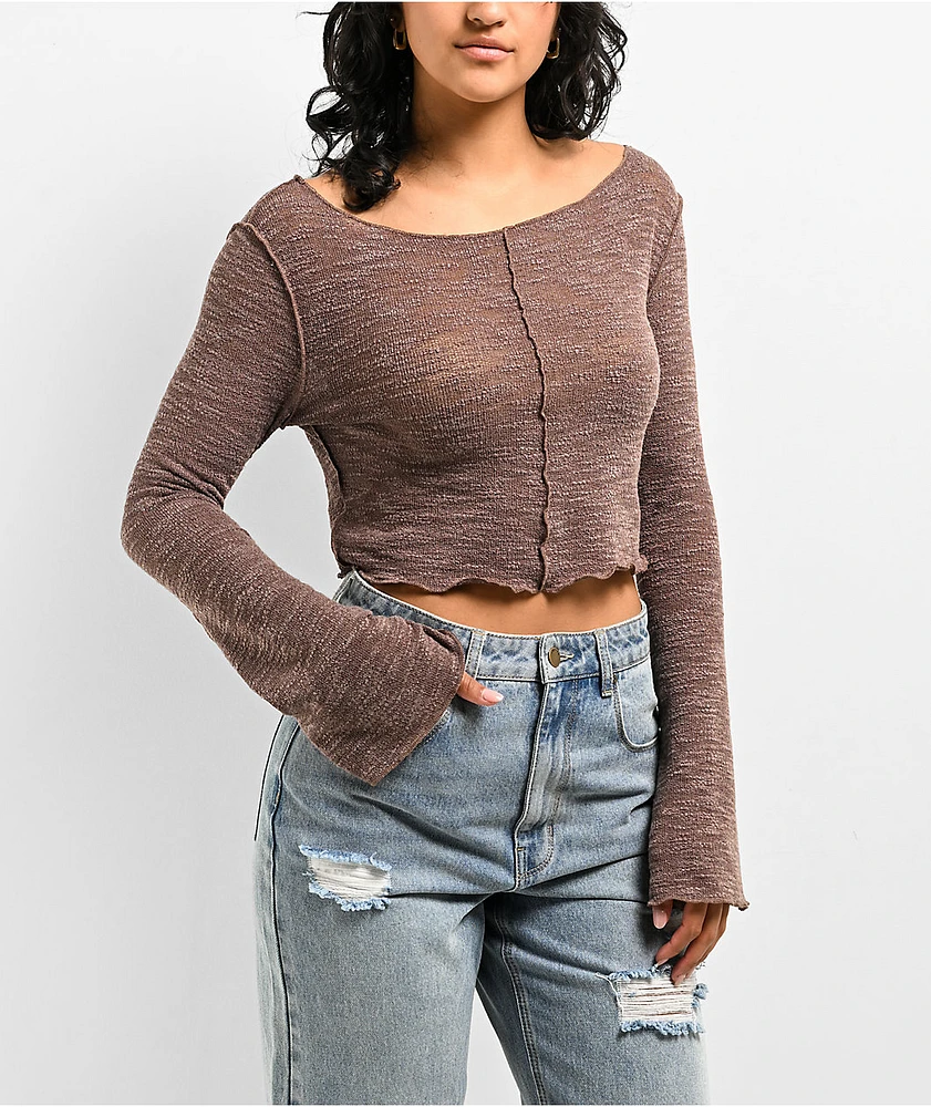 Spicychix Slub Brown Long Sleeve Top