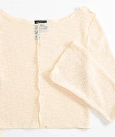 Spicychix Slub Cream Long Sleeve Top