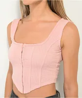 Spicychix Textured Pink Corset Crop Tank Top