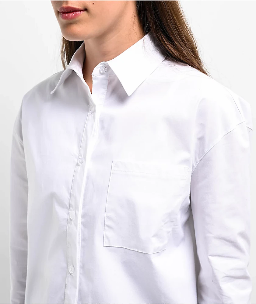 Spicychix White Oversize Long Sleeve Button Up Shirt