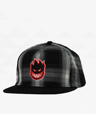 Spitfire Big Head Plaid & Black Snapback Hat