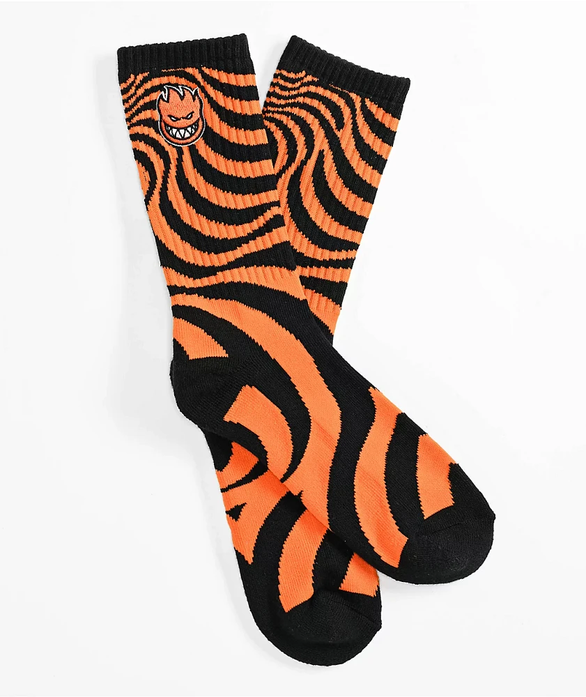 Spitfire Bighead Swirl Black & Orange Crew Socks