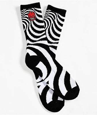 Spitfire Bighead Swirl Black & White Crew Socks