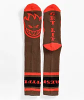 Spitfire Classic '87 Bighead Brown & Red Crew Socks