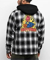 Spitfire Demonseed Black & White Hooded Flannel Shirt