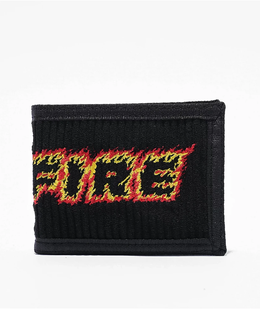 Spitfire Flame Script Black Bifold Wallet