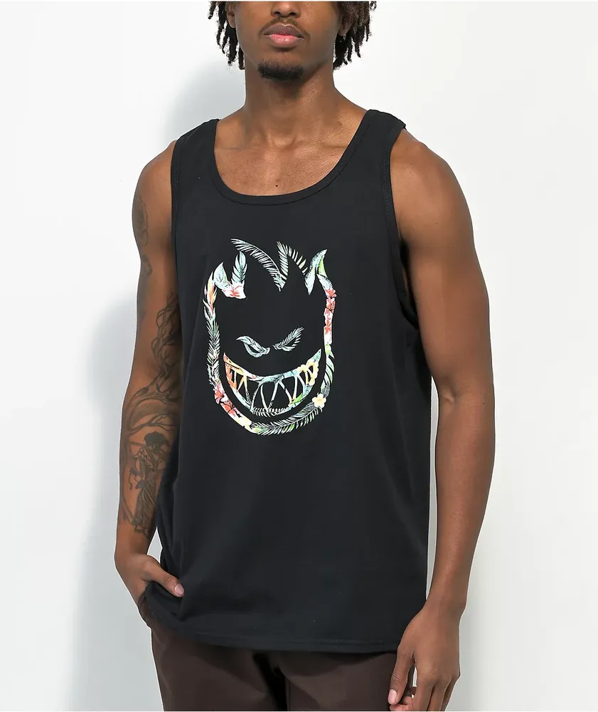 Spitfire Floral Bighead Black Tank Top