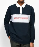 Spitfire Geary Navy & Grey Long Sleeve Polo Shirt