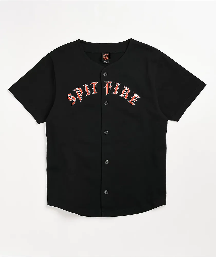 Spitfire Old English Black Baseball Jersey