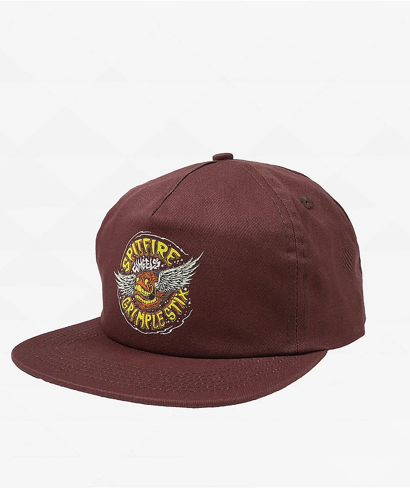 Spitfire x Grimple Stix Flying Grimple Burgundy Snapback Hat