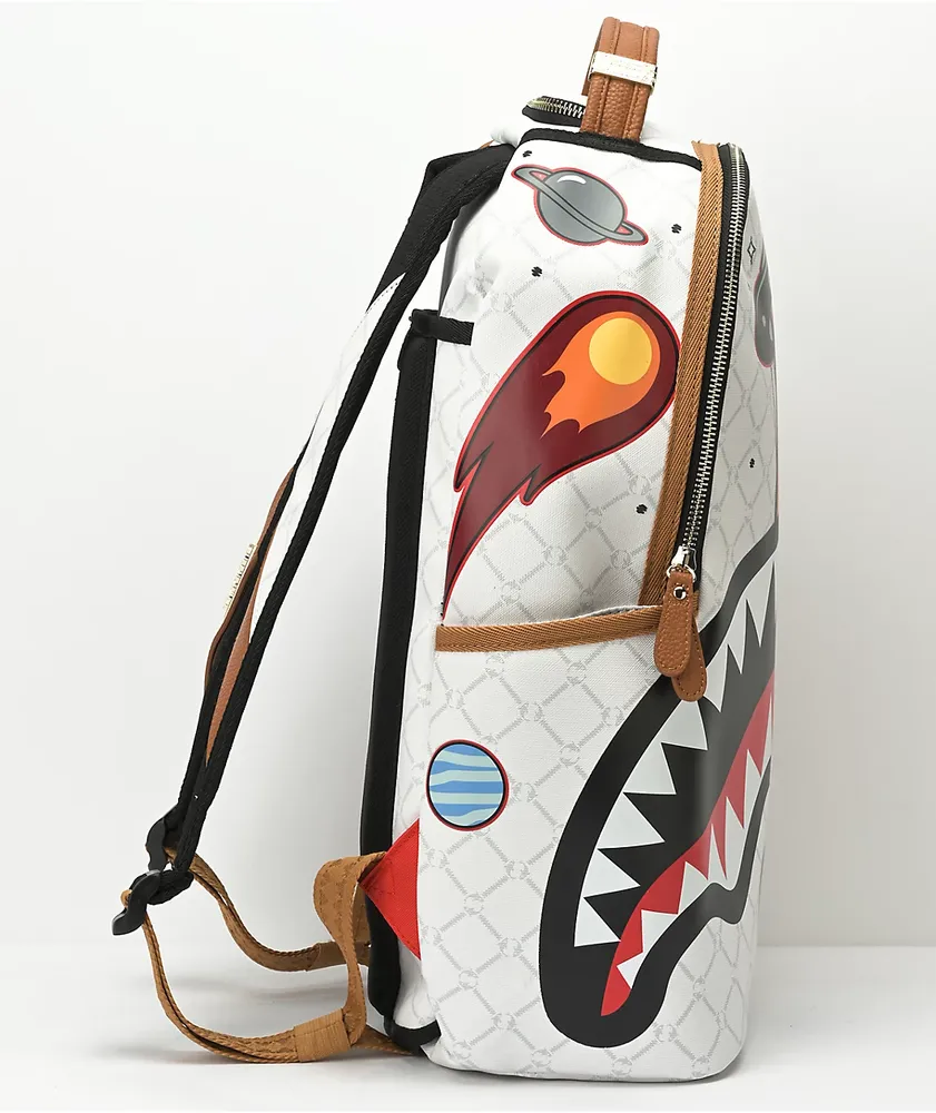 Sprayground Alien Rich White Leather Backpack