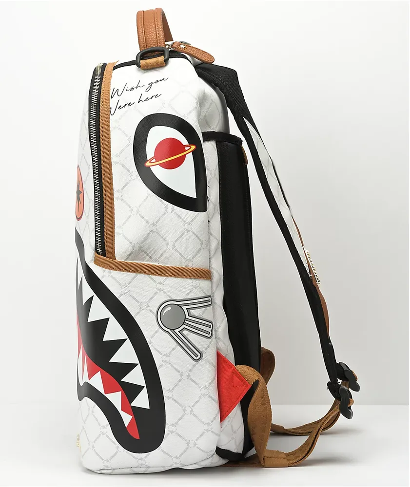 Sprayground Alien Rich White Leather Backpack, Zumiez