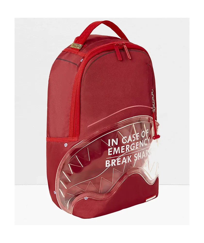 Sprayground Break Shark Red & Clear Backpack