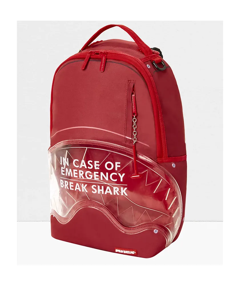 Sprayground Break Shark Red & Clear Backpack