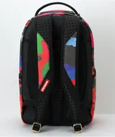 Sprayground Camoburst Deluxe Red, Orange & Green Leather Backpack