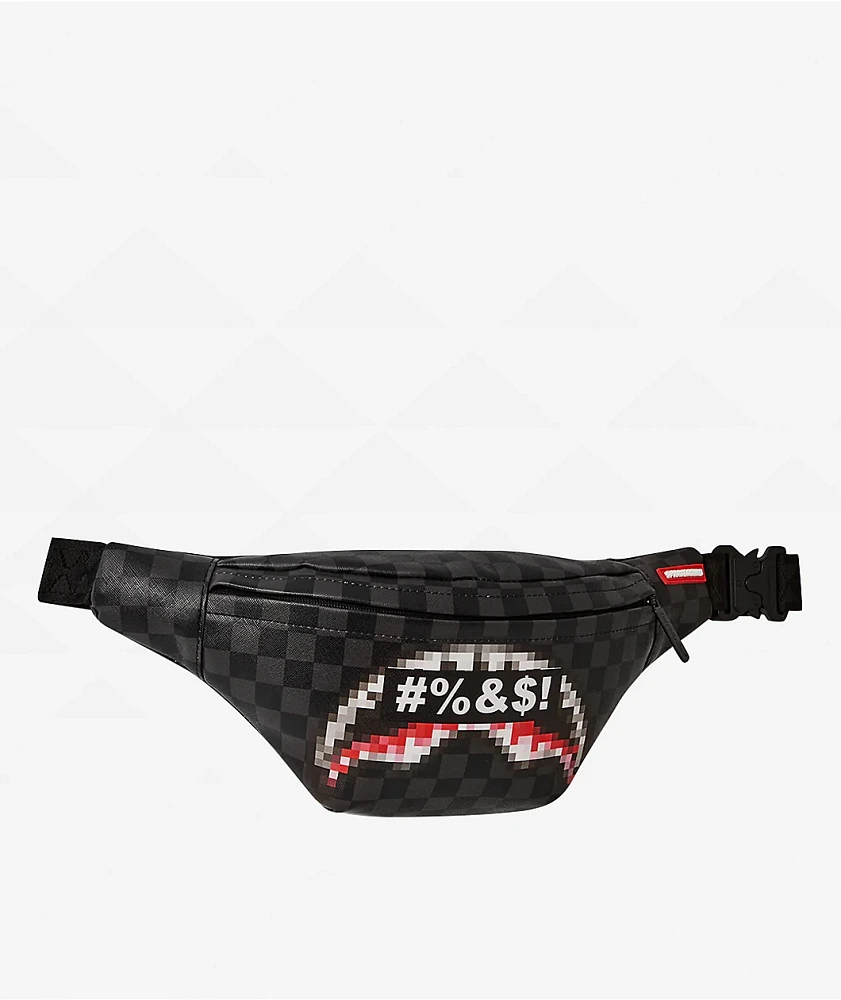 Sprayground Censored Black Checker Fanny Pack