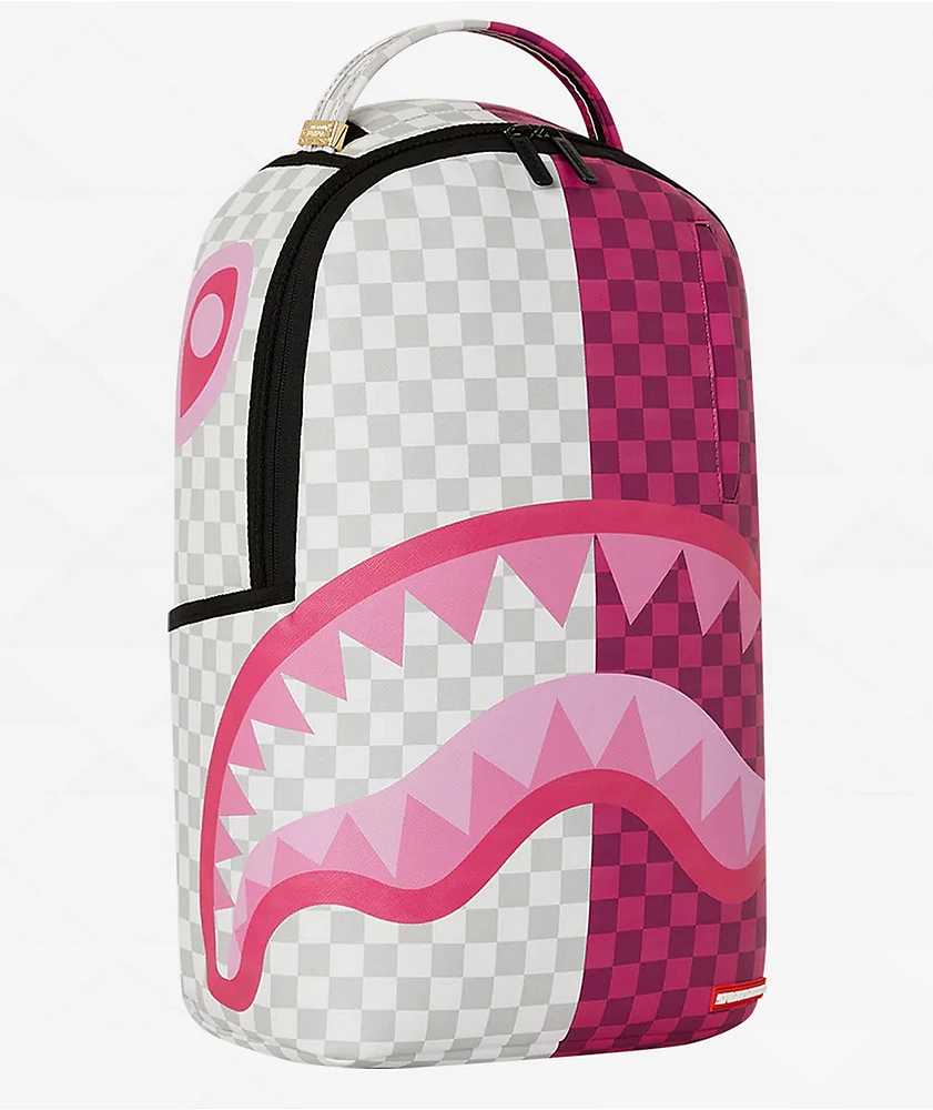 Sprayground Checker Split Pink & Cream Backpack