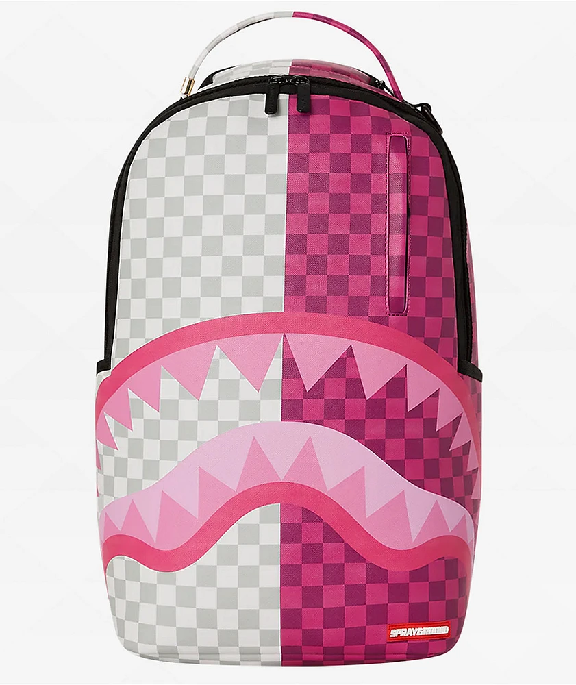 Sprayground Checker Split Pink & Cream Backpack