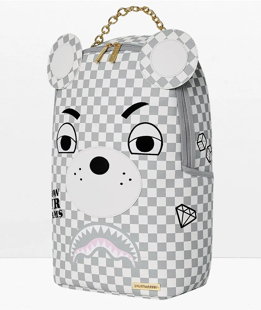 Sprayground Couture Bear White & Grey Backpack