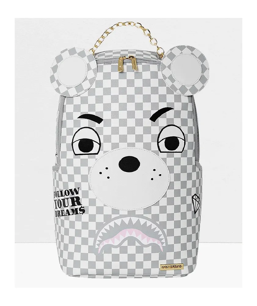 Sprayground Couture Bear White & Grey Backpack