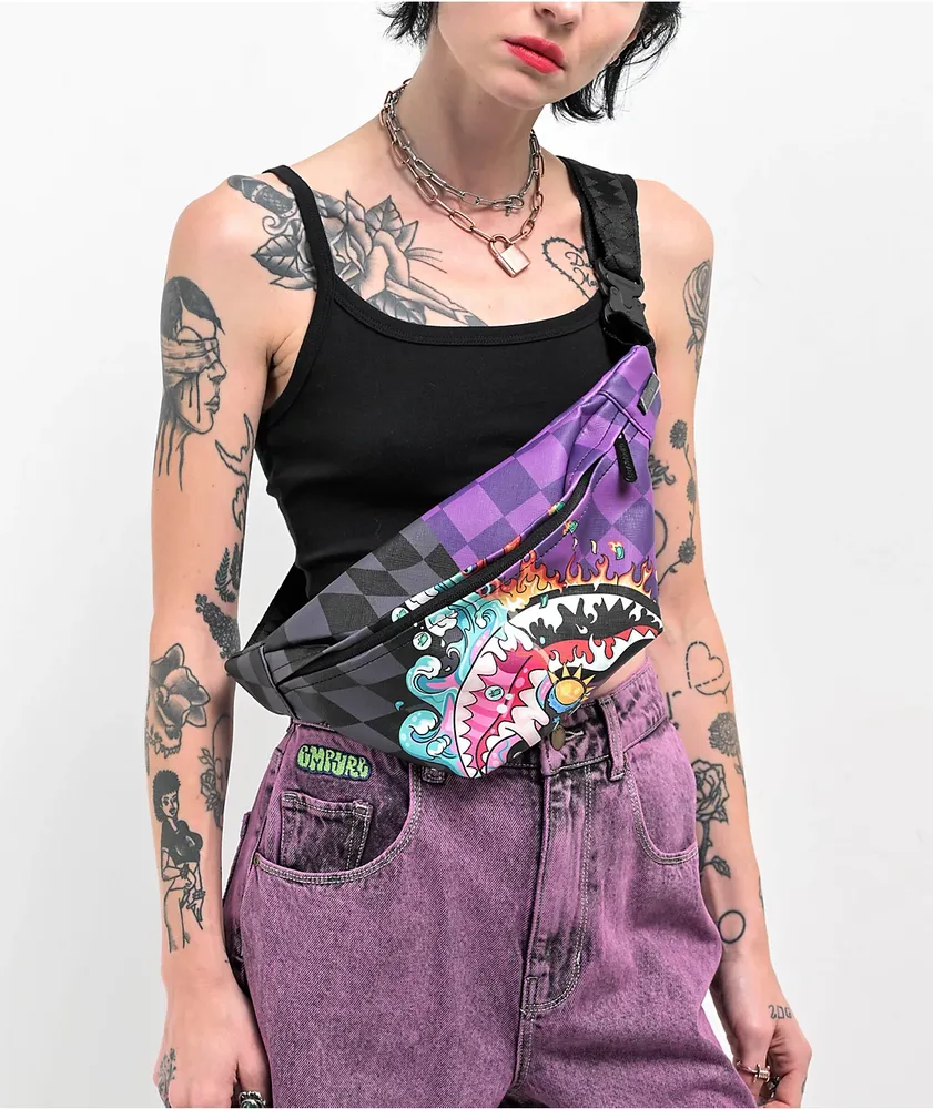 Sprayground Crazy Eyes Black & Purple Fanny Pack