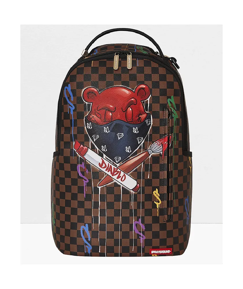 SPRAYGROUND DIABLO VILLIAN BROWN CHECKED BACKPACK NEW IN BAG w/ TAGS