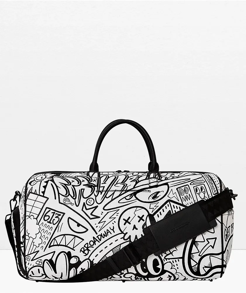 Sprayground Doodle Black & White Duffle Bag 