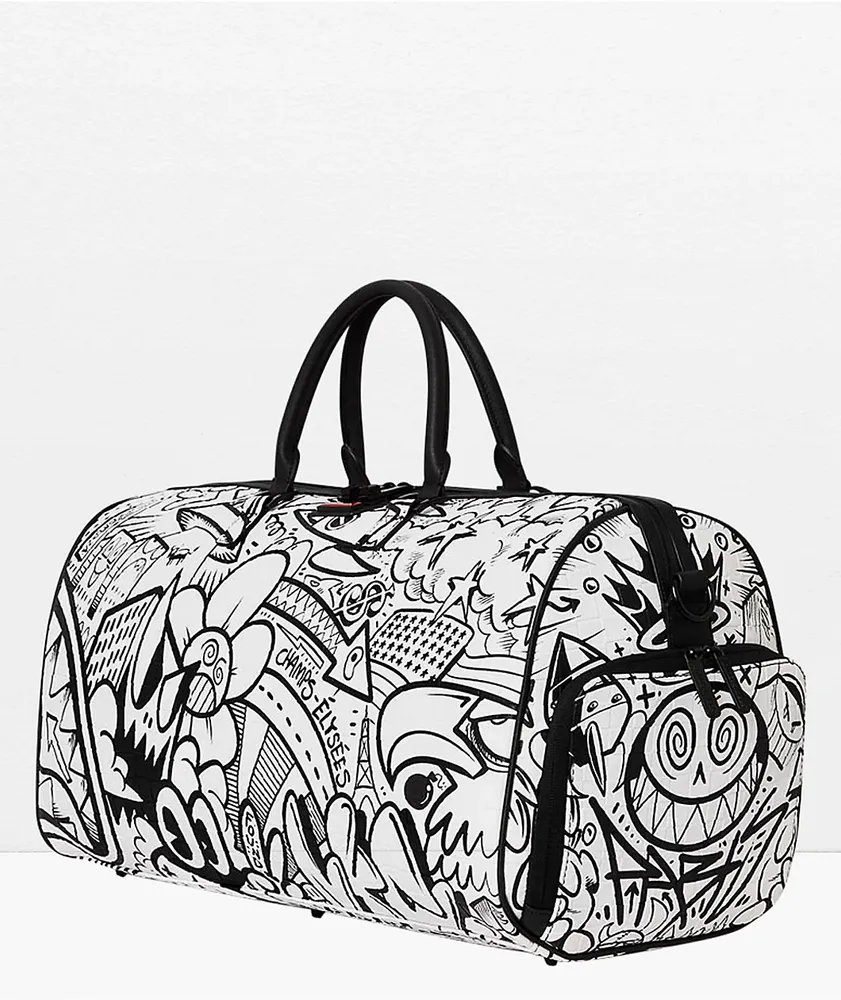 Sprayground Doodle Black & White Duffle Bag 