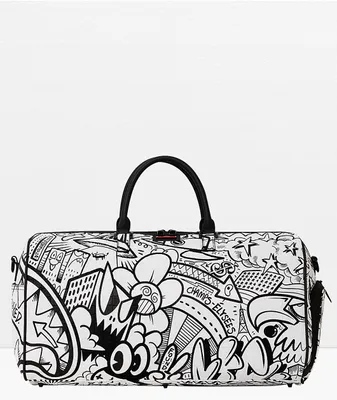 Sprayground Doodle Black & White Duffle Bag 