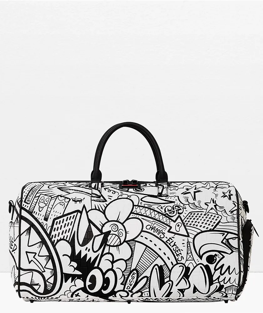 Sprayground Doodle Black & White Duffle Bag