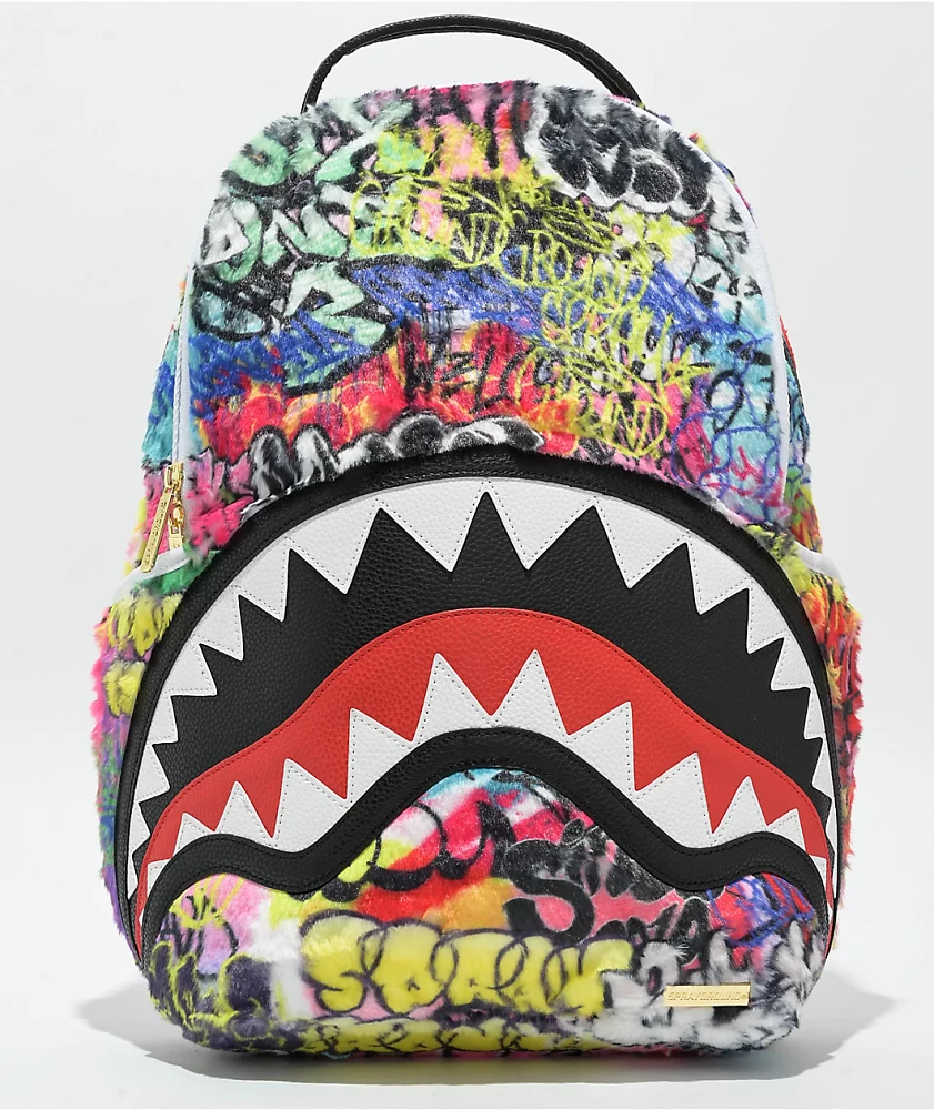 Sprayground Graffiti Faux Fur Backpack