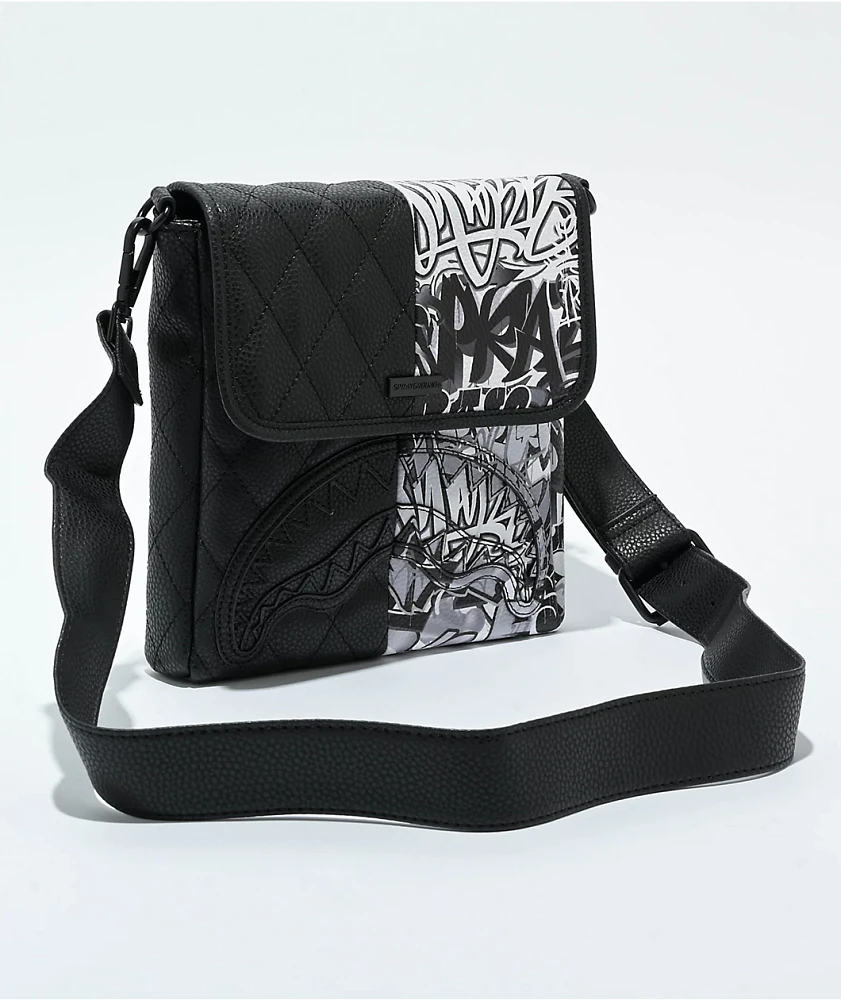 Sprayground Half Graff Quilted Black Crossbody Bag