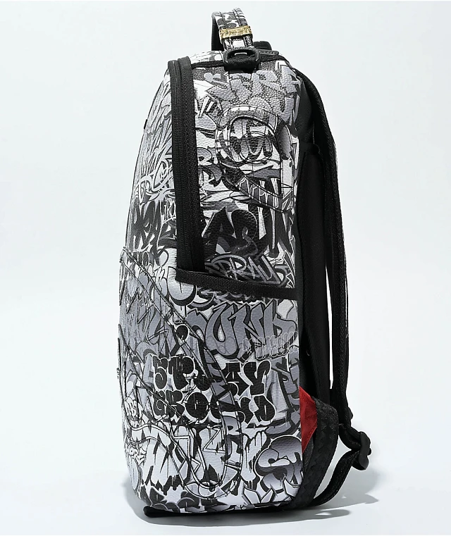 Sprayground Half Graffiti Black & White Quilted Backpack  display picture 2