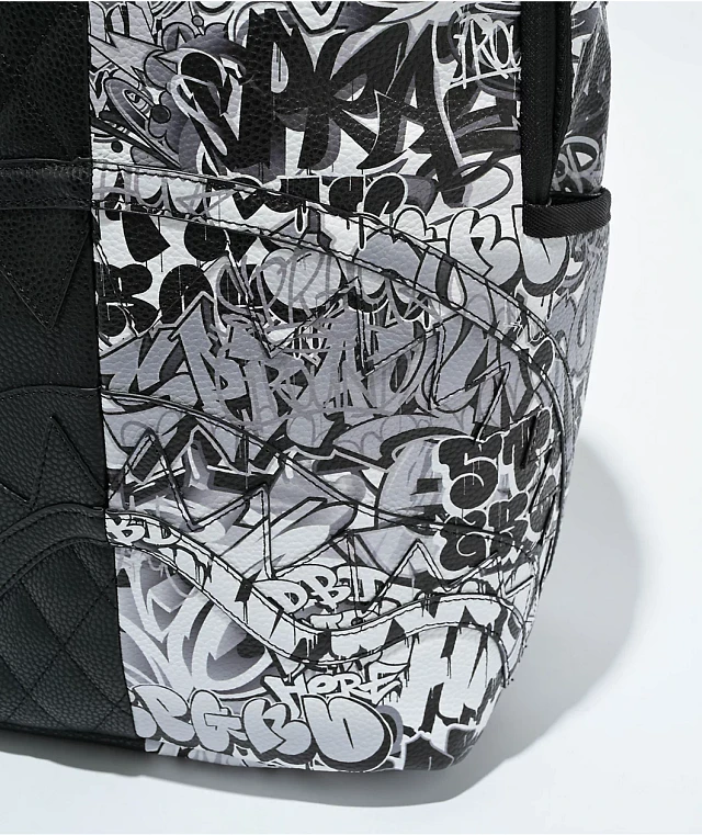 Sprayground Half Graffiti Black & White Quilted Backpack  display picture 3