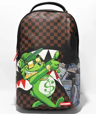 Sprayground Money Bear Reveal DLX Black & Brown Checkered Backpack