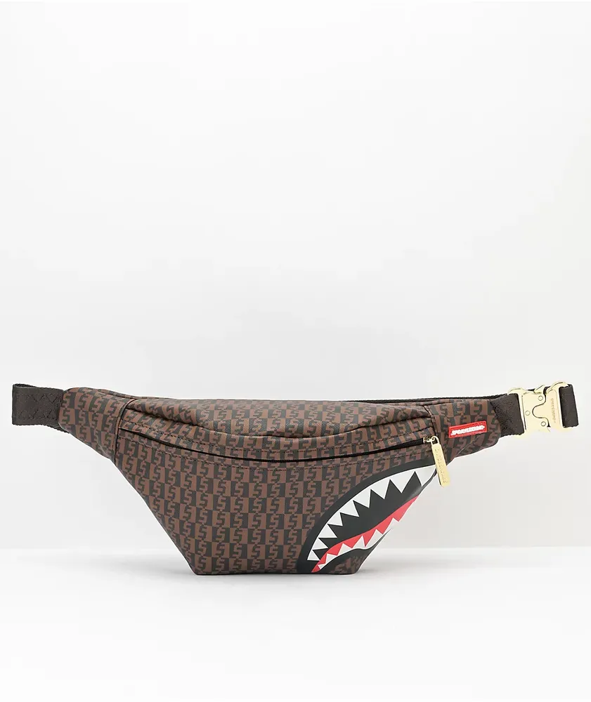 Sprayground Money Brown Checkered Fanny Pack