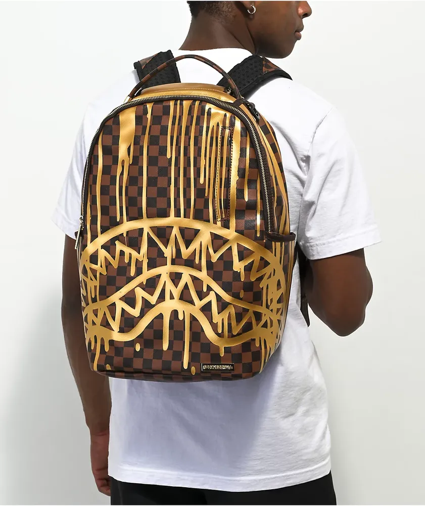 Sprayground Paris Paint Deluxe Brown Leather Backpack