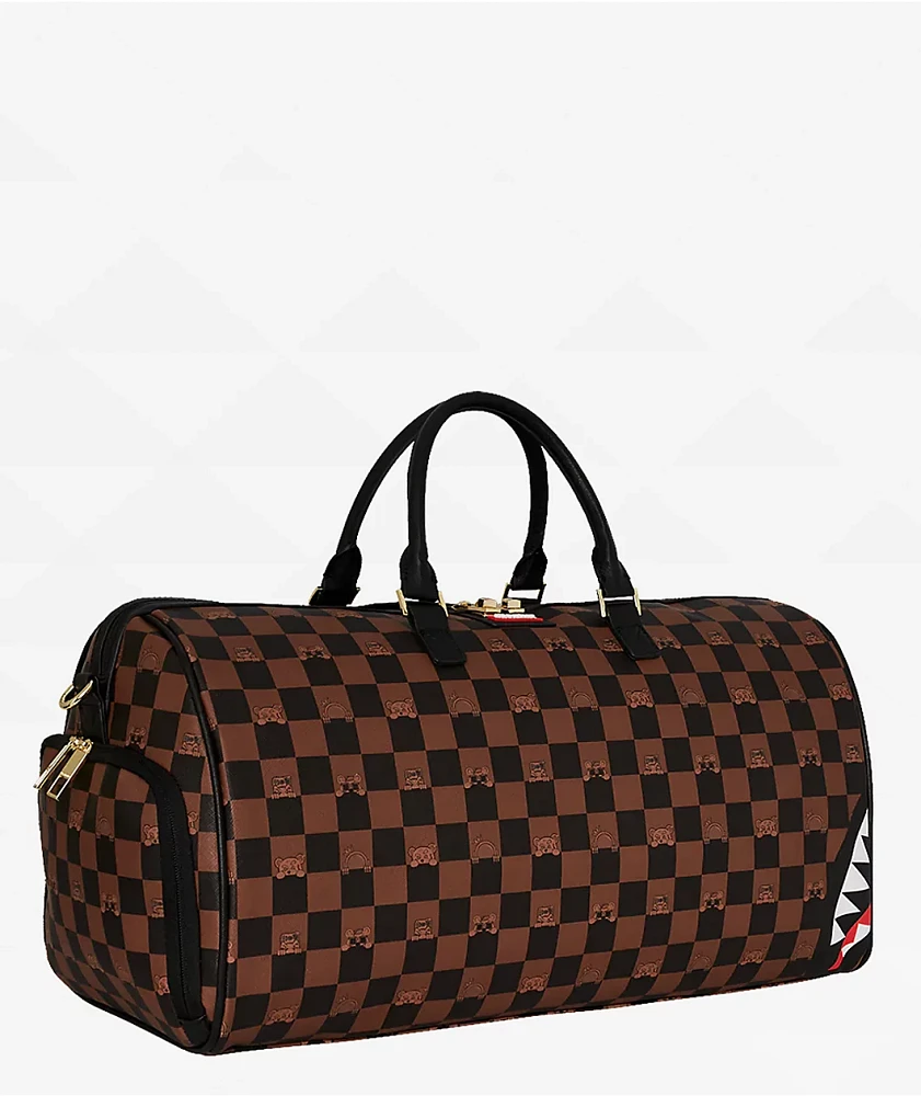 Sprayground Peeking Character Checker Duffle Bag