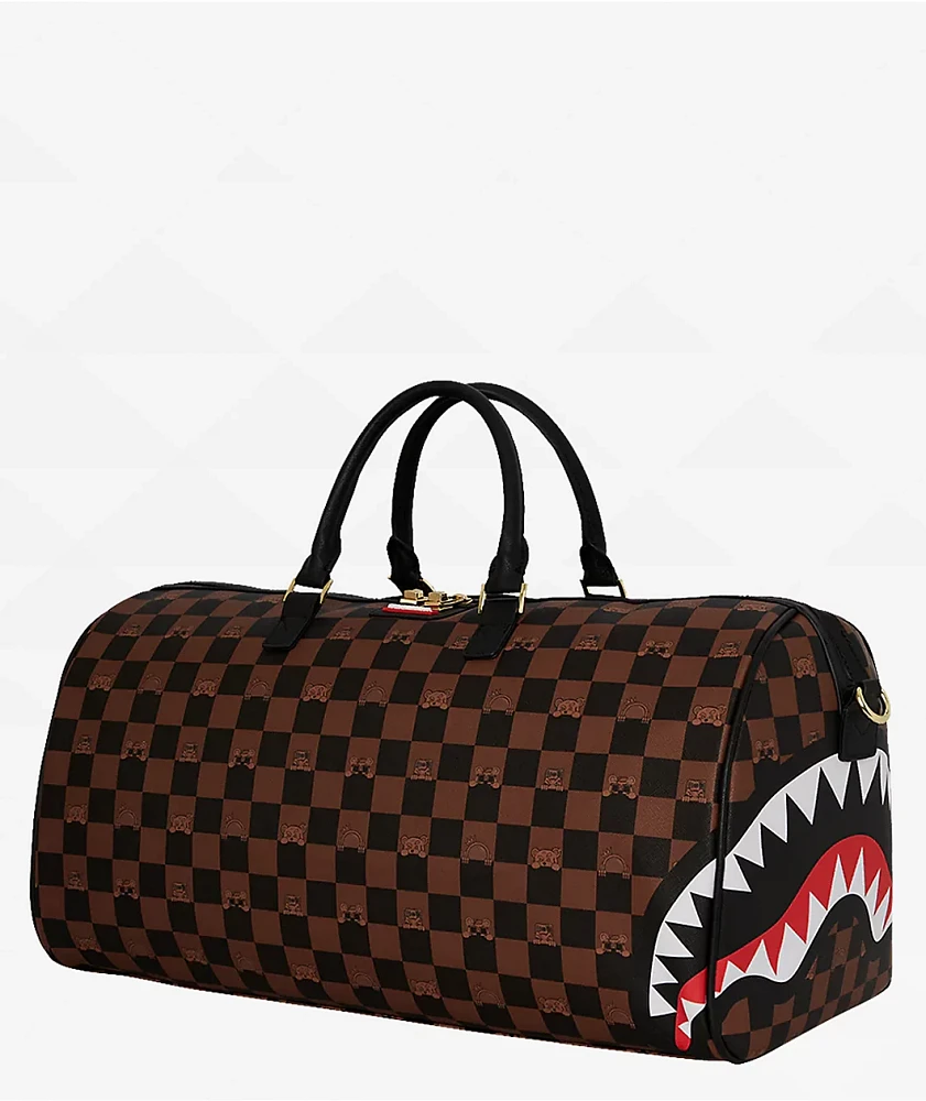 Sprayground Peeking Character Checker Duffle Bag