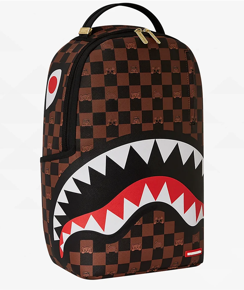 Sprayground Peeking Checker Brown Backpack